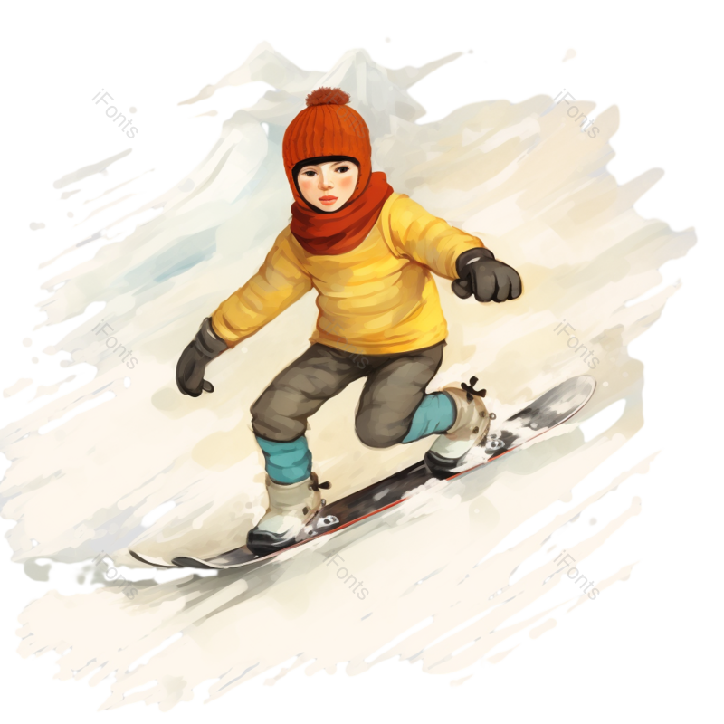 秋天图片,户外元素,插画PNG,滑雪免抠素材